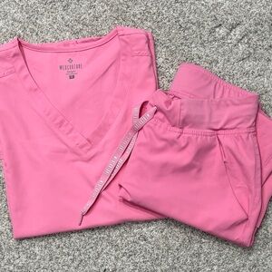 Small Med Couture Women's Vibrant Pink Scrub Set